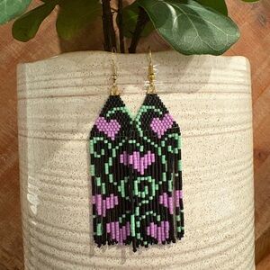 Beaded Heart Earrings